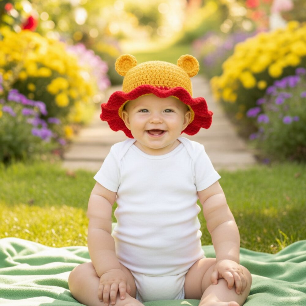 Baby Character Pooh Bucket Hat (6-12M) New